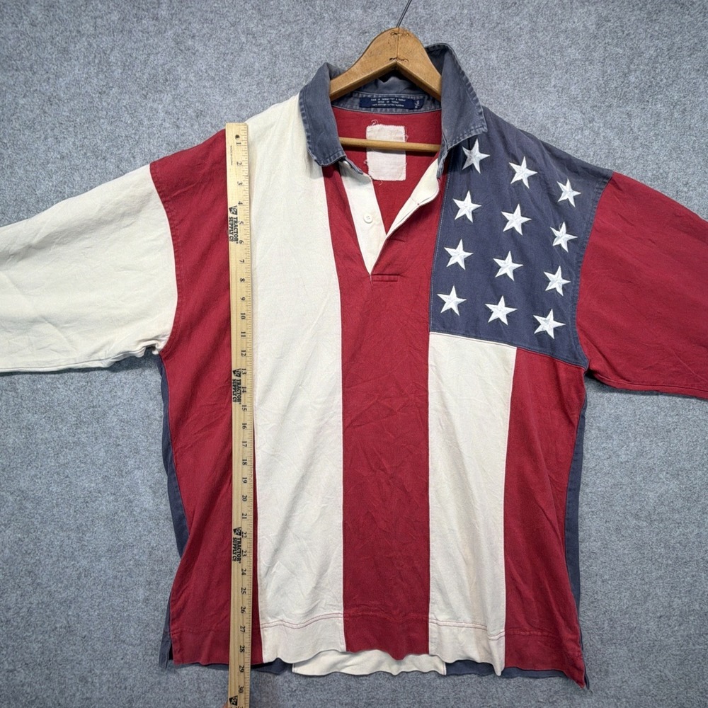 Vintage Tommy Hilfiger Rugby Polo Shirt USA American Flag Size XL 90s - Picture 4 of 7